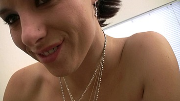 Purefilmstv - Shy brunette makes a mouthpiece while trying to get a job