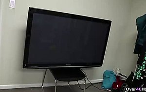 Step mom jerks him off  over 40 milf