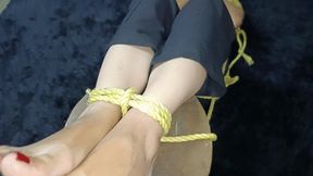 Tickling Vannesa a lot while she is bound with plenty of rope (7)