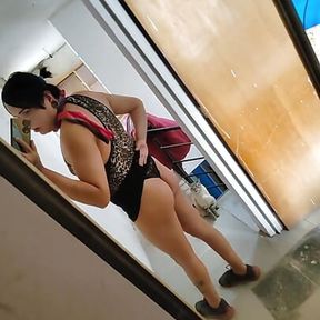 Shemale slut wearing miniskirt loves to be seen and to be told how slutty I look