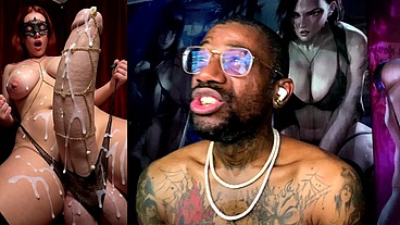 Huge Thicc Pierced Transgender Girl Cock Cumming All Over The Place, AI Generated