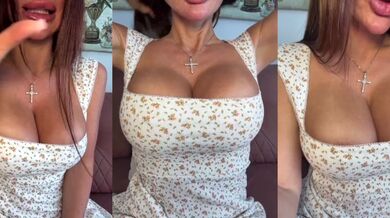 Anisetits strips down in white panties for her stepson