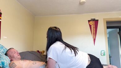 Young stepmom came home early and caught me with my dick out