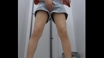 Very exciting outdoor masturbation, cum on sexy thighs.