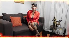 Wild to wait for her husband's return, she calls up her favorite
