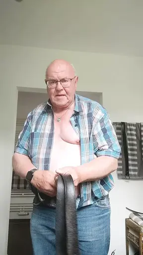 Tit slapping with the belt