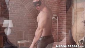 Masked guy receives blowjob and bangs sexy chick from behind