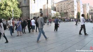 Spanish hottie fucked in van in public