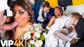 European bride gets her tight pussy fucked on her wedding day