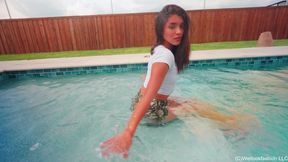 Jolissa Gets Wet in a Sexy Mini Skirt and a White Shirt