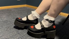 Shoeplay in my new chunky Mary Jane shoes and white frilly socks