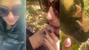 Public Fishing Trip in Puffy Downjacket – Deep Outdoor Blowjob, Rough Doggy and Cum on Jacket