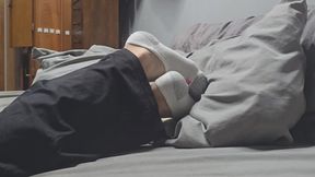 Chrissy sock play on slaves pillow