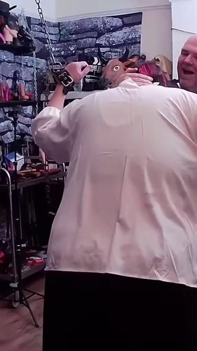 Part 1 - Domina-Satana and Lanista-Bear take me into their Dungeon for the first time   Clip 3