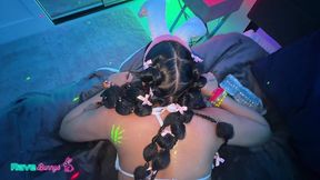 curvy anais amor arrives dressed as rave bunny and owns the night!