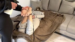 German Goddess spank my feet - leather belt Falaka