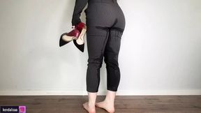 close-up of squirting while standing and high heels!