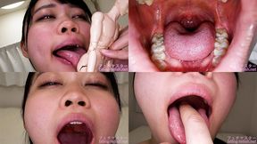 Ayame Tozaki - Showing inside cute girl's mouth, chewing gummy candys, sucking fingers, licking and sucking human doll, and chewing dried sardines - MOV 1080p