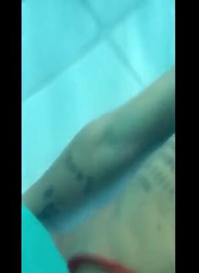 Pulling Cock of Swimtrunks in the Pool ( Cock and Feet Underwater )