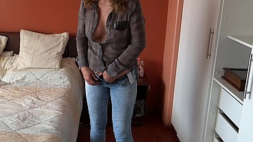 It turns me on to see how my stepson masturbates while recording me, his cock is huge