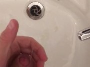 Teen wanks and cums in sink