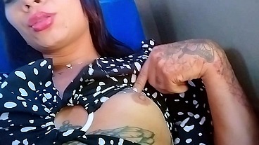 TS Angelique Monroe - Showing my tits in the bus