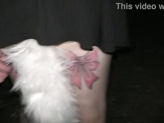 Trashy mother I'd like to fuck inserts massive booty-ramming tail with LED lights and walks to ocean past swimmers. Preview