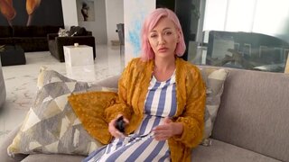 Pink hair stepmom with fake lips gets fucked in POV