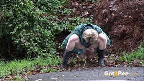 Public Pissing For Desperate Blonde