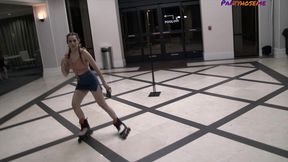 ziva fey gets horny after roller skating and sucks on her feet in ripped pantyhose