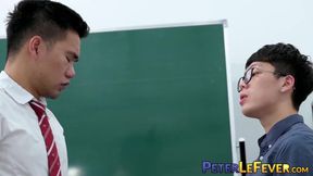 Horny Asian jock rides students big cock raw for hot cumshot