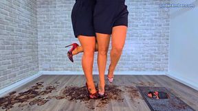 204 Body Cam - Trampling Your Face, Cock & Balls Under Our Muddy Red Stilettos - Trample Trampling CBT Ballbusting Shoe Foot Worship Gagging Crush