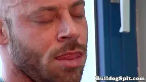 Muscular Leather Bear Pulling His Hard Cock