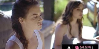 Sabina Rouge and Chanell Heart give each other sensual pussy massages