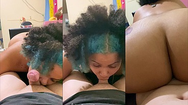 BBW Blowjob and Ridding on Trans Girl