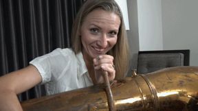 Alina Practices to Annoy Her Neighbors by Blowing Her Tuba! (MP4 - 720p)