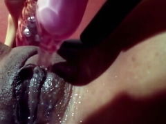 Black Girl's Orgasm and Squirting Contractions Close-Up