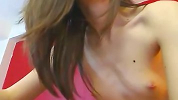 Small titted, Romanian brunette with blue nails likes to play with her soaking wet pussy