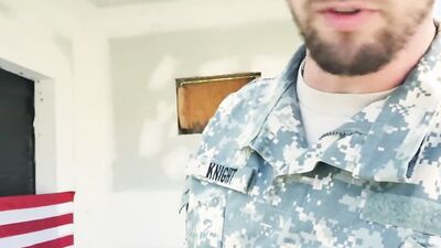 Good looking military buddies are screwing inside a public toilet