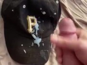 Asher Devin Shoots Huge Cum Load On a Pittsburgh Hat LONG DICK POV