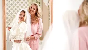 Experienced woman seduces and fucks the nervous bride before her wedding ceremony starts