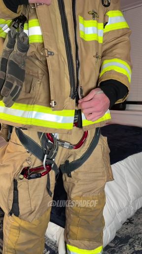 Fireman fantasies come true with a sexy babe getting a group blowjobs from her h