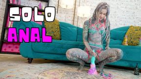 Tattooed Babe Goes Deep Solo with Anal Toys in Lingerie