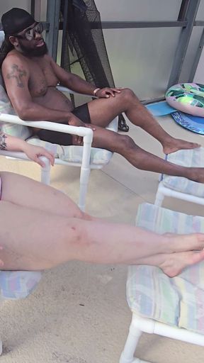 Pool Tease Ends in BBC Creampie
