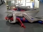 zentai croc humps his spiderman dummy
