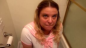 Chubby Amateur Babe Creampied In The Bathroom