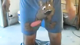 Dancing Dad Hairy man Displays His Hefty Bone on Cam