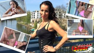 Ein riesiger Schwanz rammt Gina Valentinas engen Arsch, während ihre großen Brüste wackeln.