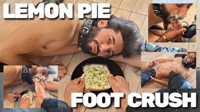 Pie Crushing & Sloppy Foot Licking - Lemon Pie Stomped and Eaten Off Master's Soles - 1080p - Food play - Food crushing - Barefoot crushing - Sucking toes - Foot