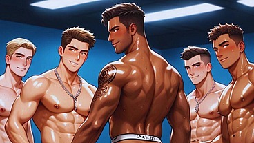 Young fighting team holds insane gay orgy at the gym.